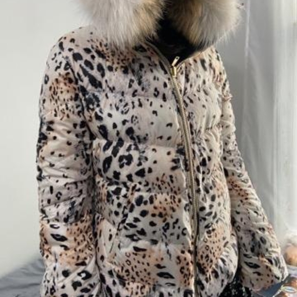 GORSKI Leopard Print Jacket with Fur Trim - Picture 2 of 9